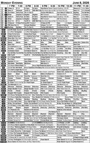 MONDAY EVENING TV LISTINGS